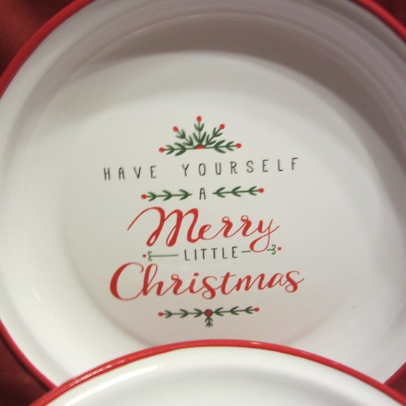 ENAMEL CHRISTMAS DINING SET, 10 ITEMS, PLATES W/CANDLES TO MATCH - Picture 7 of 8